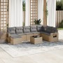 Set de sofás de jardín 9 pzas con cojines ratán sintético beige de , Conjuntos de jardín - Ref: Foro24-3252906, Precio: 581,2...