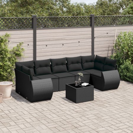 Set de sofás de jardín 8 piezas y cojines ratán sintético negro de , Conjuntos de jardín - Ref: Foro24-3253472, Precio: 526,1...