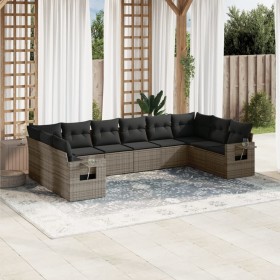 Set de sofás de jardín 10 pzas con cojines ratán sintético gris de , Conjuntos de jardín - Ref: Foro24-3253007, Precio: 604,7...