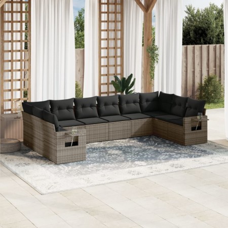 Set de sofás de jardín 10 pzas con cojines ratán sintético gris de , Conjuntos de jardín - Ref: Foro24-3253007, Precio: 604,7...
