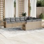 Juego de sofás jardín con cojines beige 10 pzas ratán sintético de , Conjuntos de jardín - Ref: Foro24-3253026, Precio: 649,8...
