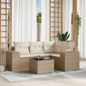 Juego de sofás jardín con cojines 5 pzas ratán sintético beige de , Conjuntos de jardín - Ref: Foro24-3254855, Precio: 401,16...
