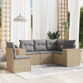 Juego de sofás jardín con cojines 5 pzas ratán sintético beige de , Conjuntos de jardín - Ref: Foro24-3254906, Precio: 372,84...