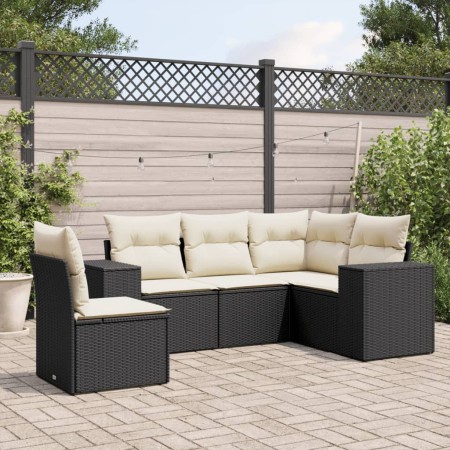 Set de muebles de jardín 5 pzas y cojines ratán sintético negro de , Conjuntos de jardín - Ref: Foro24-3222565, Precio: 321,5...