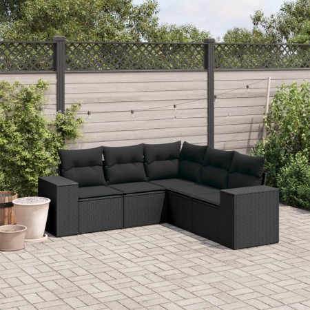 Set de muebles de jardín 5 pzas y cojines ratán sintético negro de , Conjuntos de jardín - Ref: Foro24-3222544, Precio: 372,8...