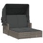 Tumbona doble con capota y cojines ratán sintético gris de , Tumbonas - Ref: Foro24-365809, Precio: 382,81 €, Descuento: %