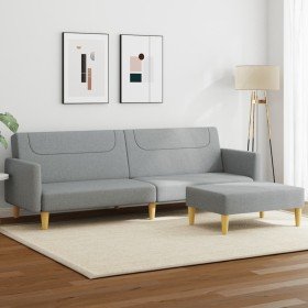 Sofá cama de 2 plazas con taburete tela gris claro en Sofás | Comprar online en Foru.es