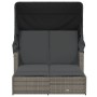 Tumbona doble con capota y cojines ratán sintético gris de , Tumbonas - Ref: Foro24-365809, Precio: 382,81 €, Descuento: %