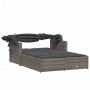Tumbona doble con capota y cojines ratán sintético gris de , Tumbonas - Ref: Foro24-365809, Precio: 382,81 €, Descuento: %
