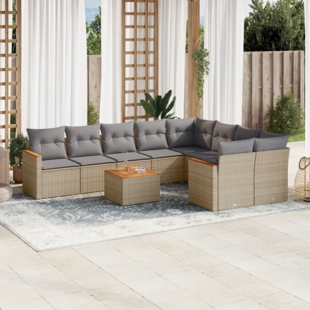 Juego de sofás jardín con cojines beige 10 pzas ratán sintético de , Conjuntos de jardín - Ref: Foro24-3258713, Precio: 644,2...
