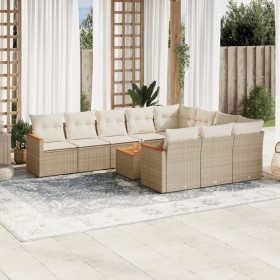 Set de sofás de jardín 11pzas con cojines ratán sintético beige de , Conjuntos de jardín - Ref: Foro24-3258747, Precio: 674,3...