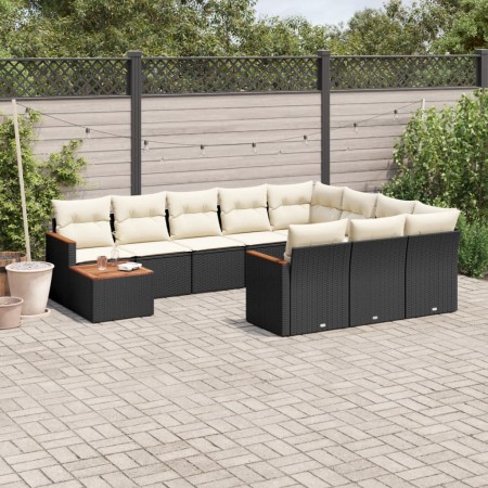 Set de sofás de jardín 11 pzas y cojines ratán sintético negro de , Conjuntos de jardín - Ref: Foro24-3258766, Precio: 625,32...