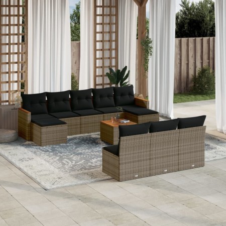 Set de sofás de jardín 11 pzas y cojines ratán sintético gris de , Conjuntos de jardín - Ref: Foro24-3258798, Precio: 577,64 ...