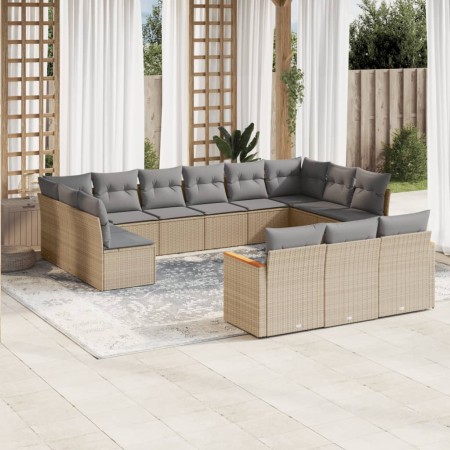 Set sofás de jardín con cojines 13 pzas ratán sintético beige de , Conjuntos de jardín - Ref: Foro24-3258860, Precio: 824,66 ...
