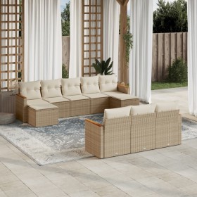Juego de sofás jardín con cojines beige 10 pzas ratán sintético de , Conjuntos de jardín - Ref: Foro24-3258817, Precio: 647,2...