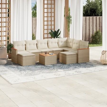 Juego de sofás jardín con cojines beige 10 pzas ratán sintético de , Conjuntos de jardín - Ref: Foro24-3258950, Precio: 660,4...