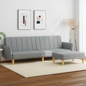 Sofá cama de 2 plazas con taburete tela gris claro en Sofás | Comprar online en Foru.es
