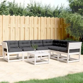 Juego sofás jardín 6 pzas con cojines madera maciza pino blanco de , Conjuntos de jardín - Ref: Foro24-3217021, Precio: 715,6...
