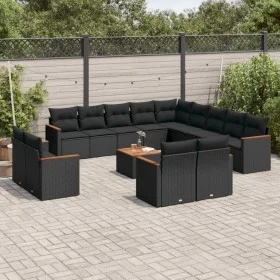 Set sofás de jardín 14 pzas con cojines ratán sintético negro de , Conjuntos de jardín - Ref: Foro24-3258933, Precio: 963,10 ...