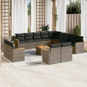 Set de sofás de jardín 14 pzas con cojines ratán sintético gris de , Conjuntos de jardín - Ref: Foro24-3258938, Precio: 899,7...