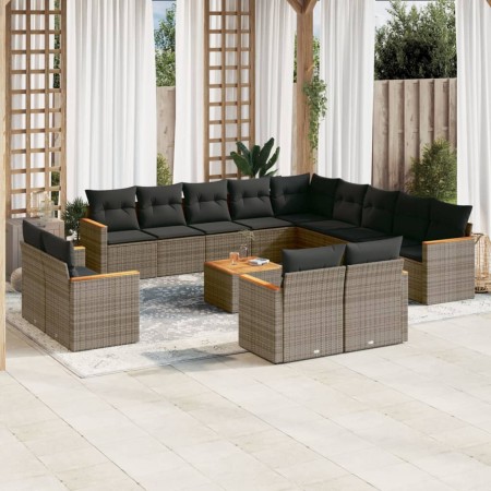 Set de sofás de jardín 14 pzas con cojines ratán sintético gris de , Conjuntos de jardín - Ref: Foro24-3258938, Precio: 921,2...