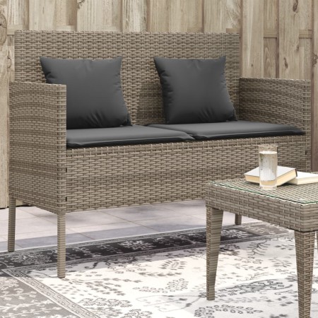 Banco de jardín con cojines ratán sintético gris de , Bancos de jardín - Ref: Foro24-365773, Precio: 153,21 €, Descuento: %