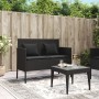 Banco de jardín con cojines ratán sintético negro de , Bancos de jardín - Ref: Foro24-365771, Precio: 152,11 €, Descuento: %