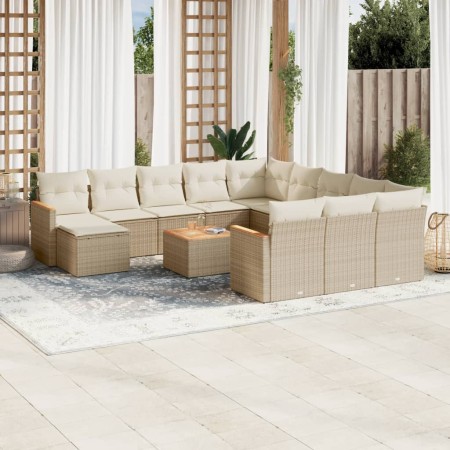 Set sofás de jardín con cojines 13 pzas ratán sintético beige de , Conjuntos de jardín - Ref: Foro24-3258992, Precio: 884,18 ...