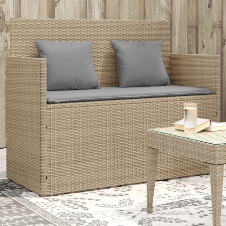 Banco de jardín con cojines ratán sintético beige de , Bancos de jardín - Ref: Foro24-365765, Precio: 187,77 €, Descuento: %