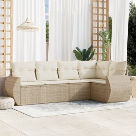Juego de sofás jardín con cojines 5 pzas ratán sintético beige de , Conjuntos de jardín - Ref: Foro24-3253665, Precio: 402,69...