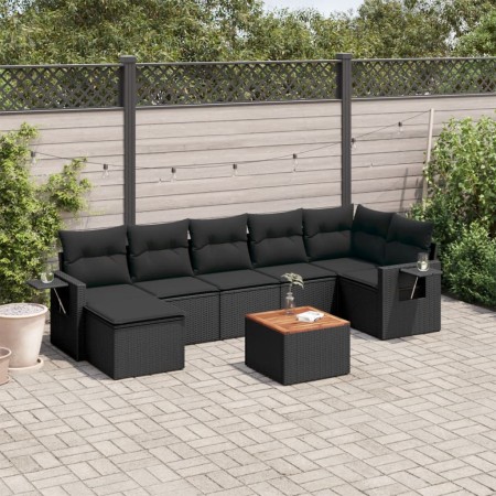 Set de sofás de jardín 8 piezas y cojines ratán sintético negro de , Conjuntos de jardín - Ref: Foro24-3257000, Precio: 506,2...