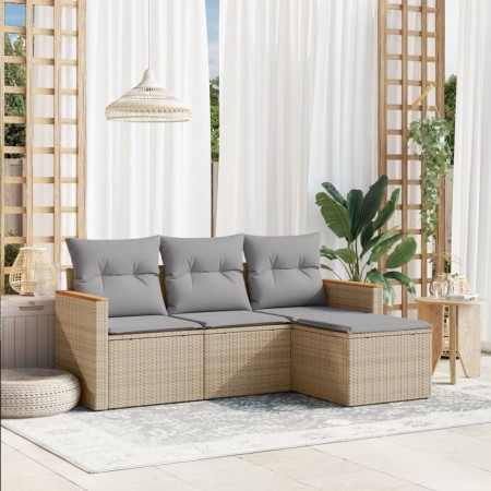 Juego de sofás jardín con cojines 4 pzas ratán sintético beige de , Conjuntos de jardín - Ref: Foro24-3258307, Precio: 267,40...