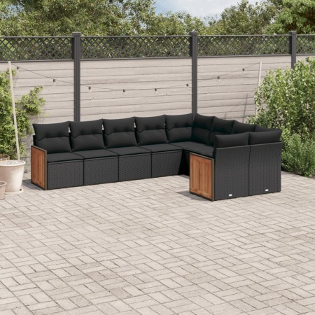 Set de sofás de jardín 8 piezas y cojines ratán sintético negro de , Conjuntos de jardín - Ref: Foro24-3260382, Precio: 593,7...