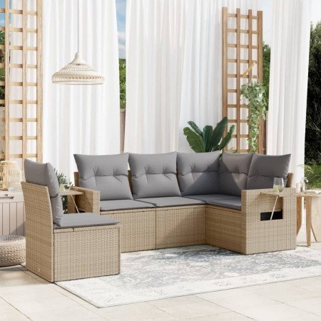 Juego de sofás jardín con cojines 5 pzas ratán sintético beige de , Conjuntos de jardín - Ref: Foro24-3252506, Precio: 380,12...