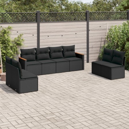Set de sofás de jardín 8 piezas y cojines ratán sintético negro de , Conjuntos de jardín - Ref: Foro24-3258289, Precio: 482,3...