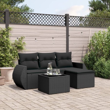 Set de muebles de jardín 5 pzas y cojines ratán sintético negro de , Conjuntos de jardín - Ref: Foro24-3253612, Precio: 329,8...