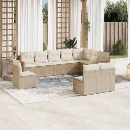 Juego de sofás jardín con cojines beige 10 pzas ratán sintético de , Conjuntos de jardín - Ref: Foro24-3258474, Precio: 671,2...
