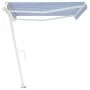 Toldo de pie automático azul y blanco 450x350 cm de , Toldos - Ref: Foro24-3069646, Precio: 659,12 €, Descuento: %