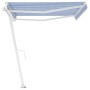Toldo de pie automático azul y blanco 450x350 cm de , Toldos - Ref: Foro24-3069646, Precio: 671,84 €, Descuento: %