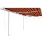 Toldo retráctil automático con postes naranja y marrón 4,5x3,5m de , Toldos - Ref: Foro24-3070050, Precio: 665,58 €, Descuent...