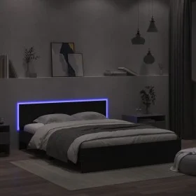 Estructura de cama cabecero y luces LED negra160x200 cm de , Camas y somieres - Ref: Foro24-3207596, Precio: 227,79 €, Descue...
