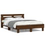 Estructura de cama cabecero y luces LED marrón roble 120x190 cm de , Camas y somieres - Ref: Foro24-3207580, Precio: 149,97 €...
