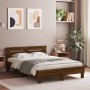 Estructura de cama cabecero y luces LED marrón roble 120x190 cm de , Camas y somieres - Ref: Foro24-3207580, Precio: 149,97 €...