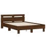 Estructura de cama cabecero y luces LED marrón roble 120x190 cm de , Camas y somieres - Ref: Foro24-3207580, Precio: 149,97 €...