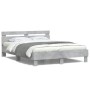 Estructura de cama cabecero y luces LED gris hormigón 140x190cm de , Camas y somieres - Ref: Foro24-3207563, Precio: 160,57 €...