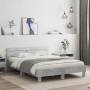 Estructura de cama cabecero y luces LED gris hormigón 140x190cm de , Camas y somieres - Ref: Foro24-3207563, Precio: 160,57 €...