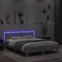 Estructura de cama cabecero y luces LED gris hormigón 140x190cm de , Camas y somieres - Ref: Foro24-3207563, Precio: 160,57 €...
