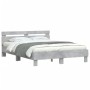 Estructura de cama cabecero y luces LED gris hormigón 140x190cm de , Camas y somieres - Ref: Foro24-3207563, Precio: 160,57 €...
