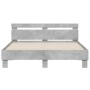 Estructura de cama cabecero y luces LED gris hormigón 140x190cm de , Camas y somieres - Ref: Foro24-3207563, Precio: 160,57 €...