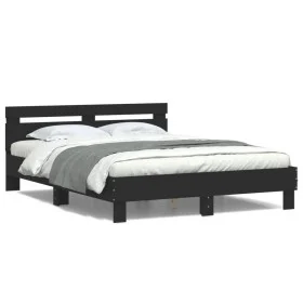 Bettgestell mit Kopfteil und LED-Leuchten schwarz 140x190 cm von , Betten und Lattenroste - Ref: Foro24-3207561, Preis: 163,2...